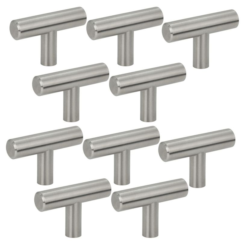 10 x Gałka meblowa reling metalowa srebro szczotkowane 10 szt