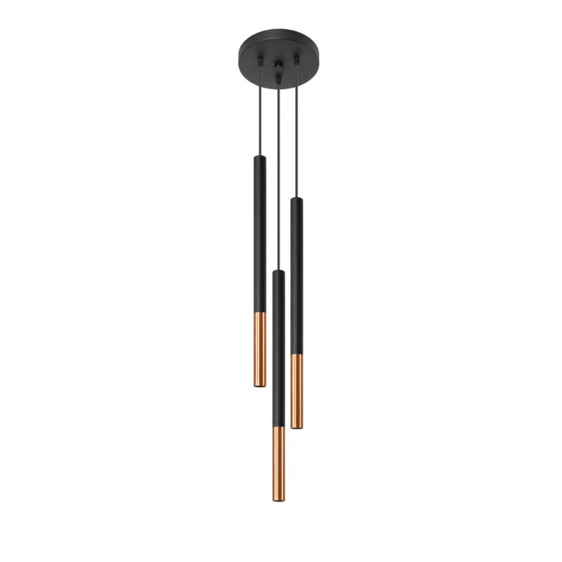 Lampa sufitowa wisząca Sollux Lighting Mozaica 8908 czarno-miedziana szerokość 15 cm 3xG9 x 12W 1 szt.