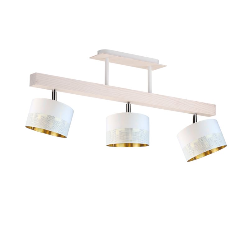 Lampa wisząca Volta Light Factory żyrandol plafon z abażurem walec Biały ze złotem BONITA P3 1szt.