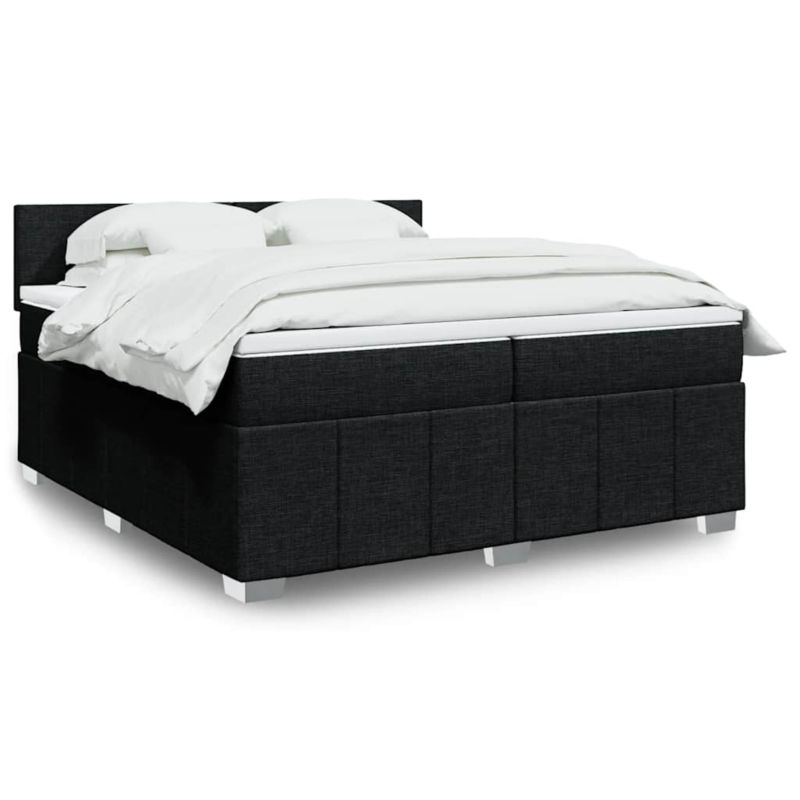 Łóżko z materacem WaszeMeble 200x200 cm Czarny tkanina WM-3287170 1 szt.