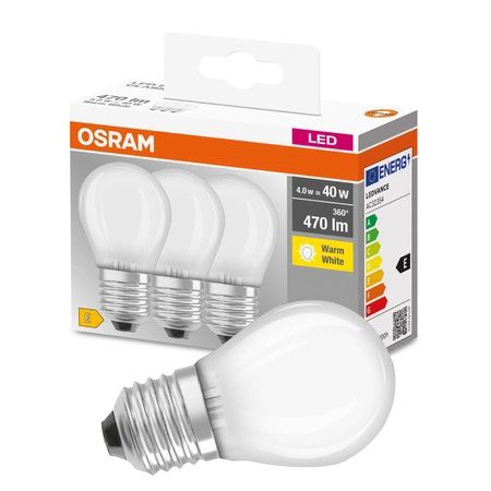 Żarówka LED Osram Base P45 Kulka E27 4W 470lm 2700K 300st 3 szt.