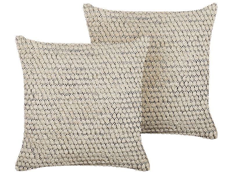 Zestaw 2 poduszek dekoracyjnych Howea Bawełna 45 x 45 cm Beżowy Wzór geometryczny 1 par.