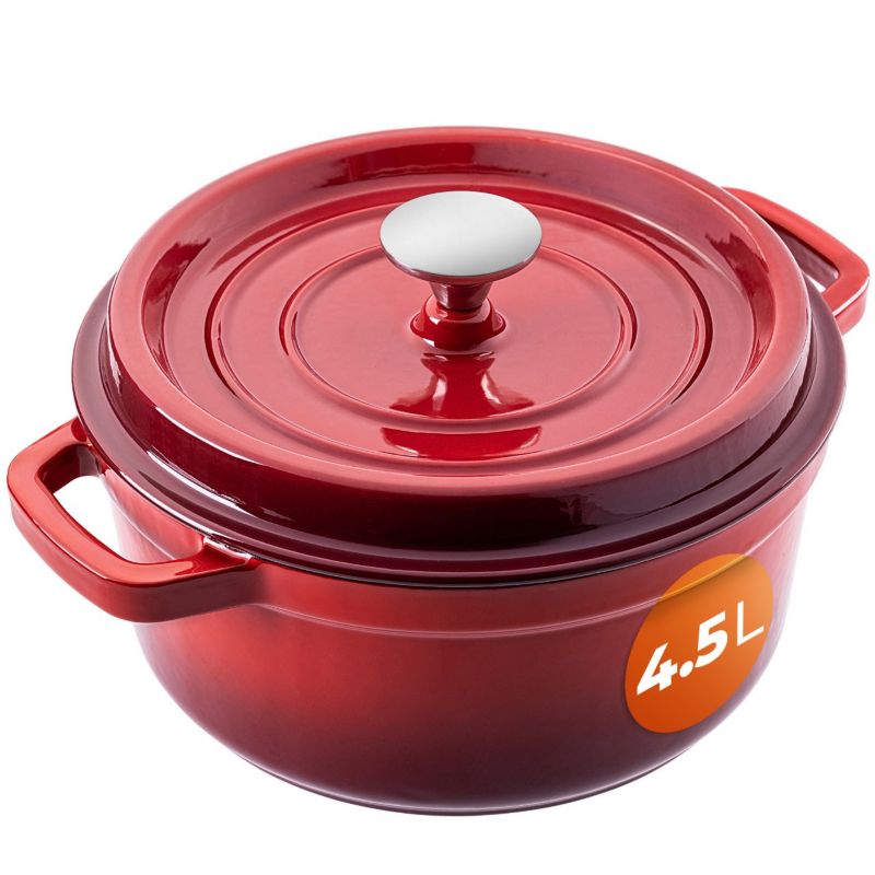 Garnek KADAX Żeliwny 4,5l Emaliowany Z Pokrywą Indukcja Gaz Czerwony 23cm 1 szt.