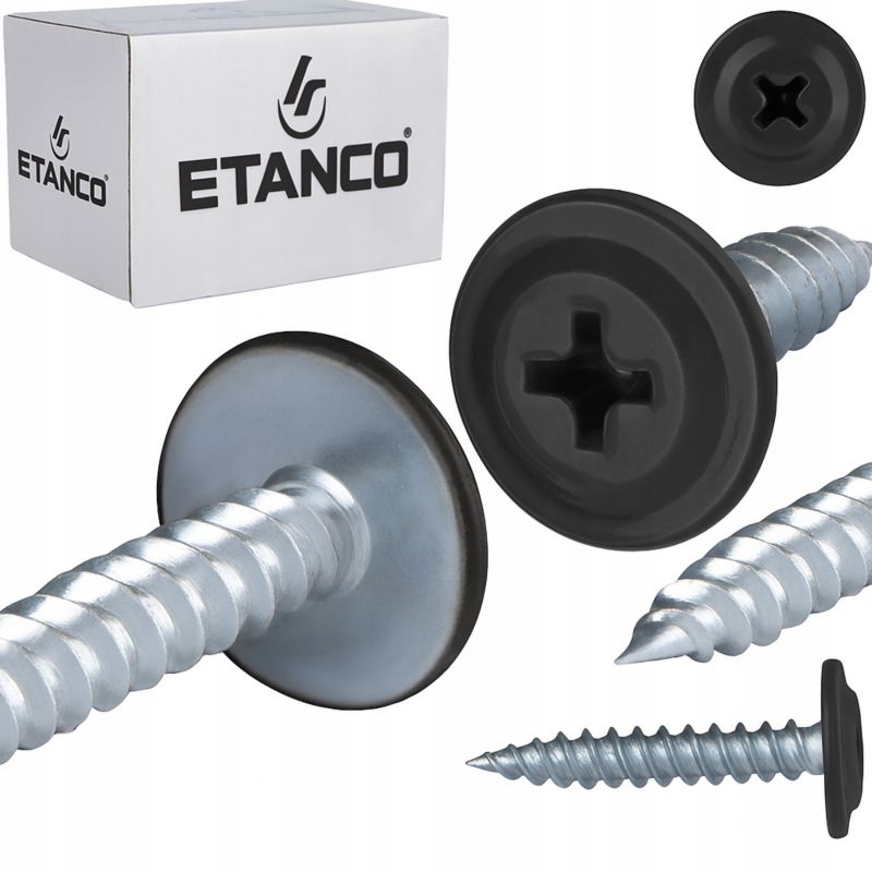 Wkręty Podkładkowe Etanco Do Drewna 4,2X25Mm, Ral7021 Gm-S 250Szt.