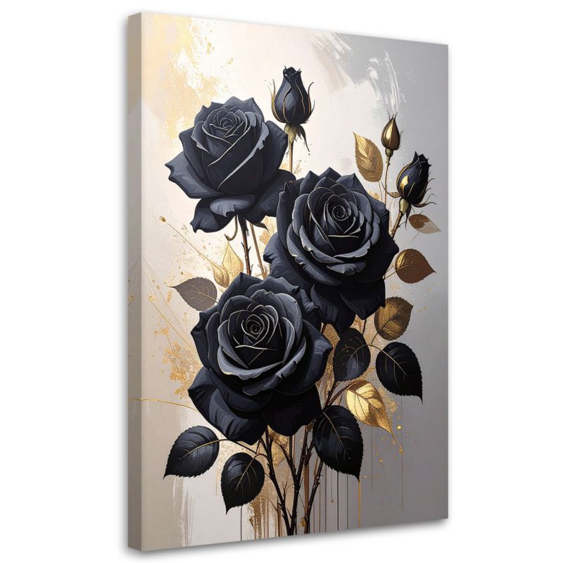 Obraz do salonu sypialni kuchni biura Feeby Czarne róże kwiaty 70x100cm 1szt