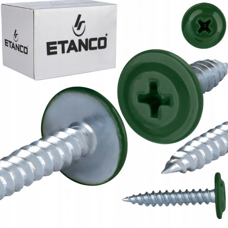 Wkręty Podkładkowe Etanco Do Drewna 4,2X38Mm, Ral 6020 Gm-S 250Szt.
