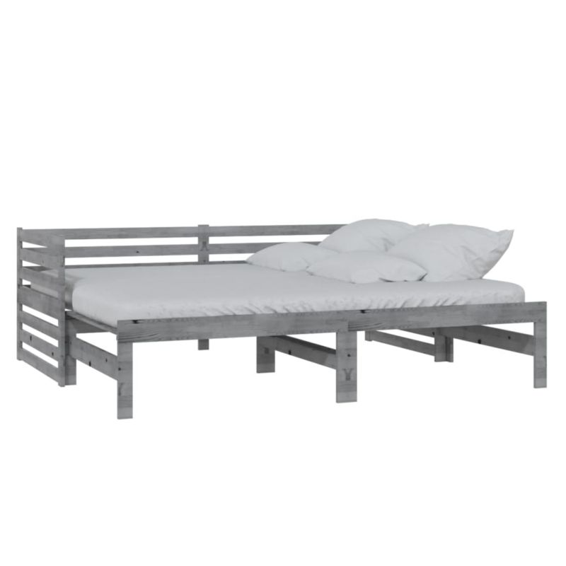 Łóżko dzienne VidaXL Rozkładane Lite drewno sosnowe Szary 203,5x185x68,5 cm 1 szt.