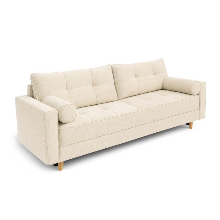 Sofa Rozkładana Kanapa z Funkcją Spania Dwuosobowa Mebel Elite LONAR Do Salonu Kremowa 1sz
