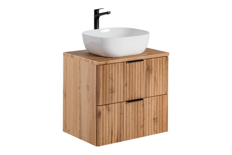Zestaw mebli łazienkowych Comad Adel Oak 60cm z blatem i umywalką nablatową Smile 1szt