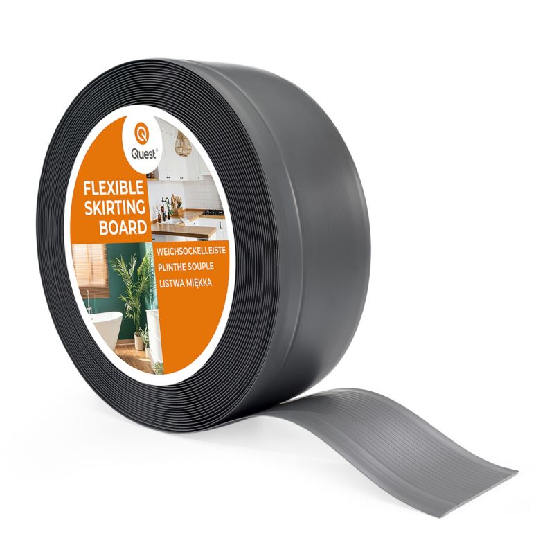 Listwa przypodłogowa PCV 70x20 mm QUEST, elastyczna, miękka listwa cokołowa - 25m, ciemnoszary, 1 szt.