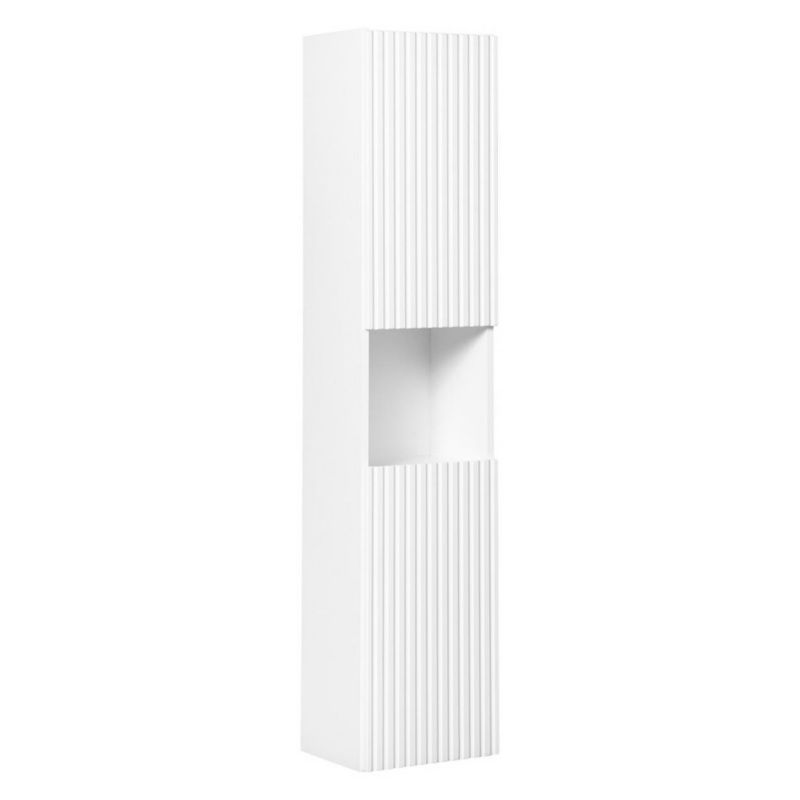 Szafka łazienkowa wisząca HowHomely Rilla White ryflowana z otwartą półką 140x30x25 cm 1 szt.