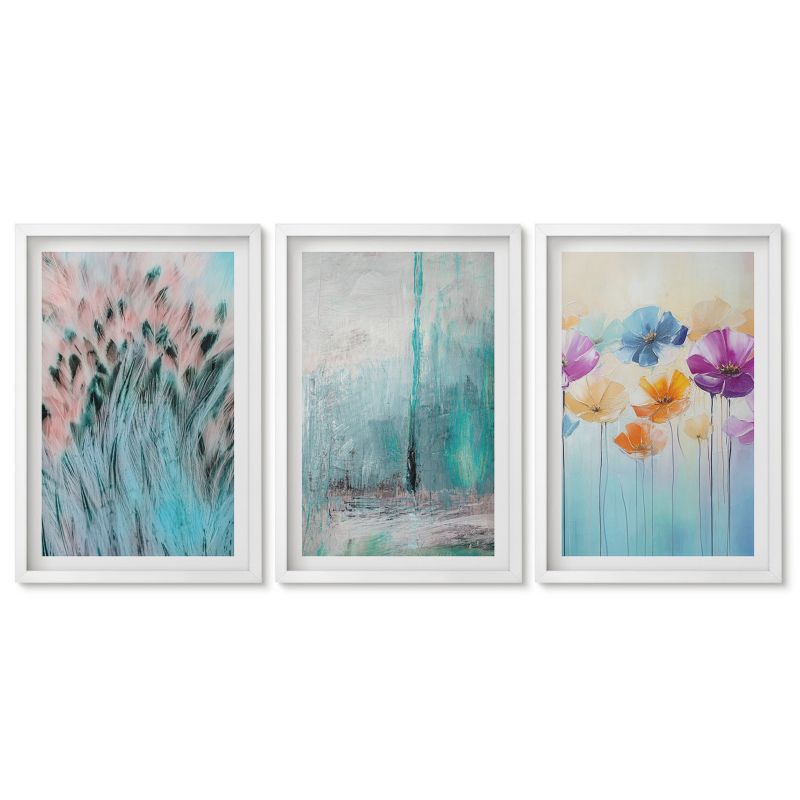 Komplet obrazów biała rama Tulup 40x60 cm Kwiaty pastelowe tło wzory Galeria ścienna 1 kpl