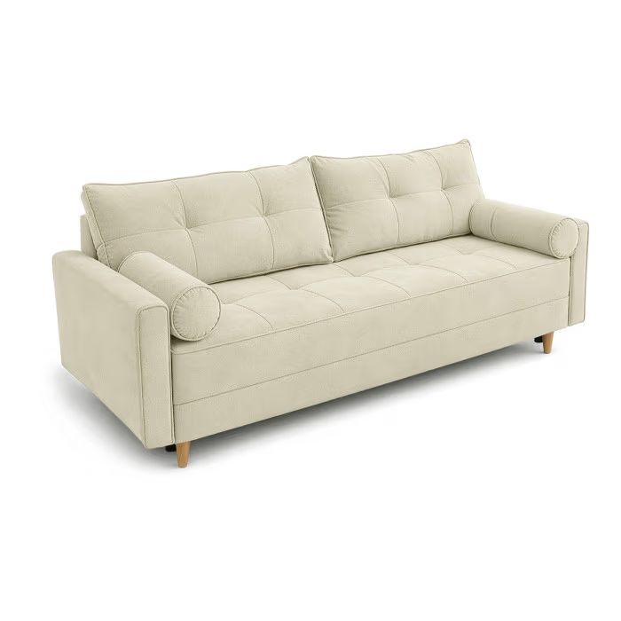 Sofa Mebel Elite LONAR Rozkładana Kanapa z Funkcją Spania Dwuosobowa Do Salonu Kremowa 1 szt