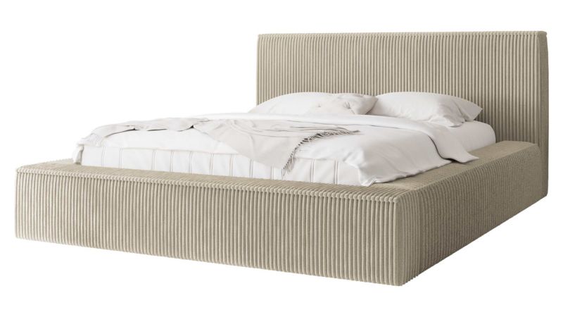 Łóżko tapicerowane MIRJAN 24 z pojemnikiem Glexi Sztruks 140x200 sztruks latte 1 szt.