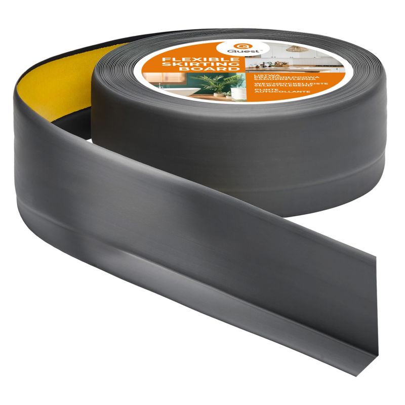Listwa przypodłogowa PCV 50x20 mm QUEST, samoprzylepna elastyczna, miękka listwa podłogowa, cokołowa - 20m, grafit, 1 szt.