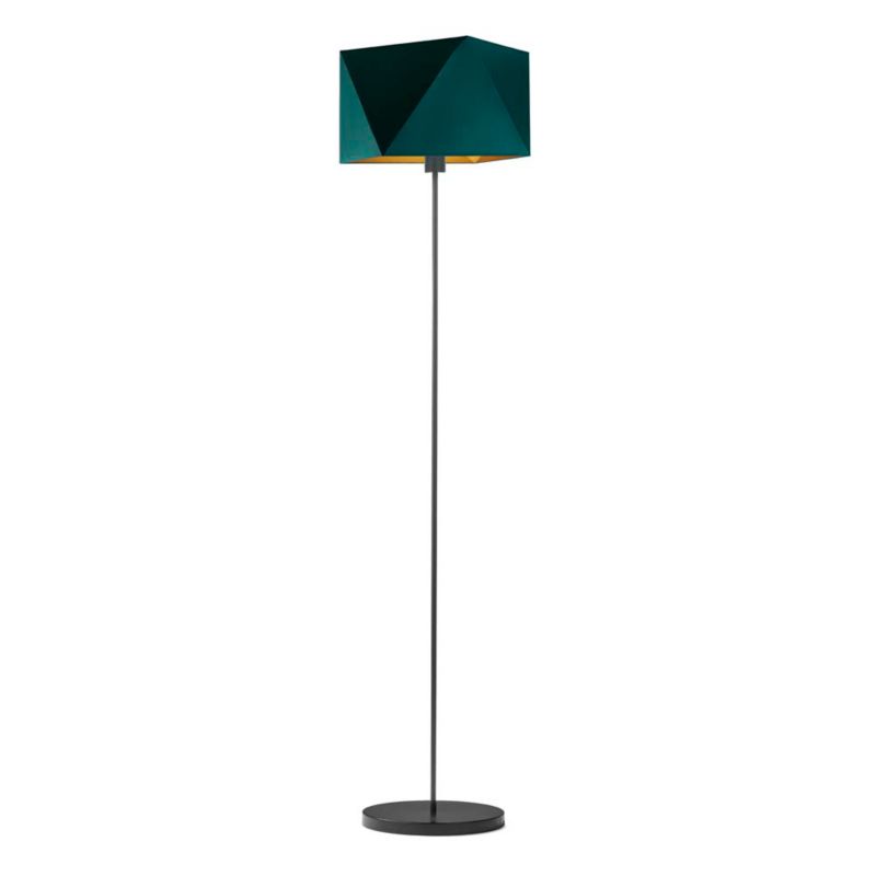 Lampa stojąca Volta Light Factory podłogowa z abażurem butelkowa zieleń ze złotem diament BURNE 1szt.