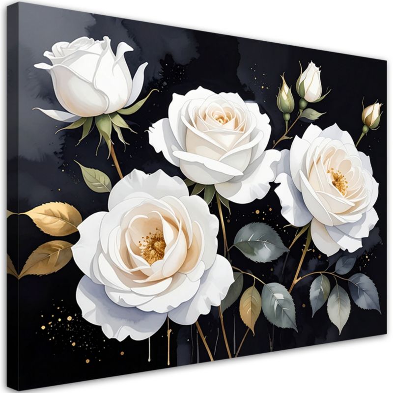 Obraz do salonu sypialni kuchni biura loftu Feeby Białe róże kwiaty 60x40cm 1szt