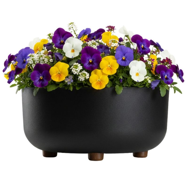 Doniczka misa TERRA HowHomely plastikowa czarna na nóżkach 29,7 cm 1 sz.