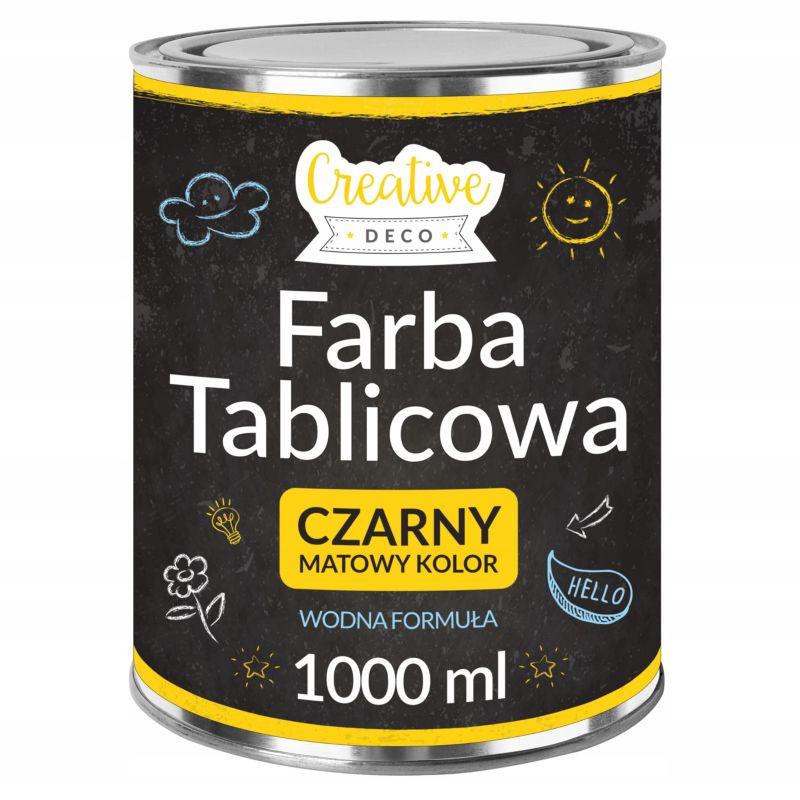 Farba Tablicowa Kredowa Creative Deco 1000 ml Matowe Wykończenie do Ścian, Drewna, Metalu i Szkła Nietoksyczna do Pisania Kredą 1L