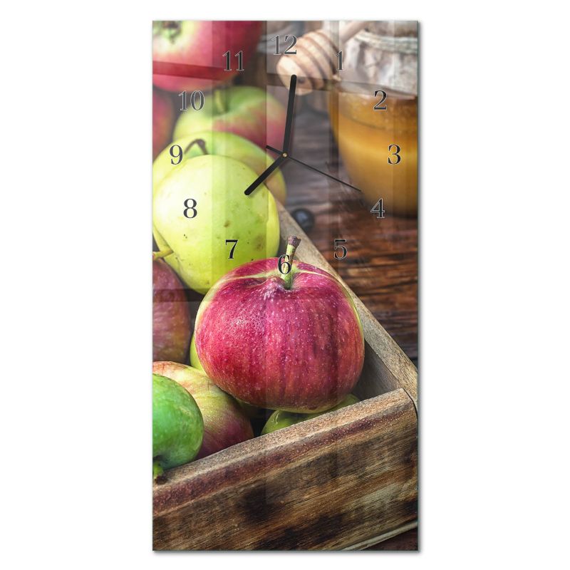 Zegar Ścienny Bez Tykania Tulup 30x60 cm z Czarnymi Wskazówkami Jabłko 1 szt.