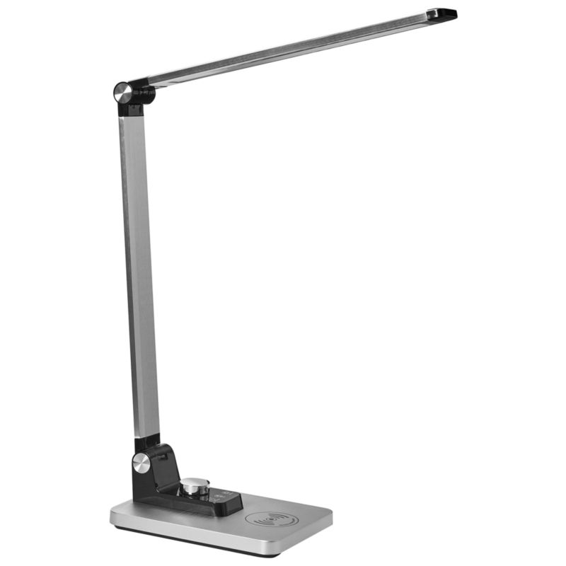 Lampa biurkowa LED Enif Z ładowarką indukcyjną Srebrny 1 szt.