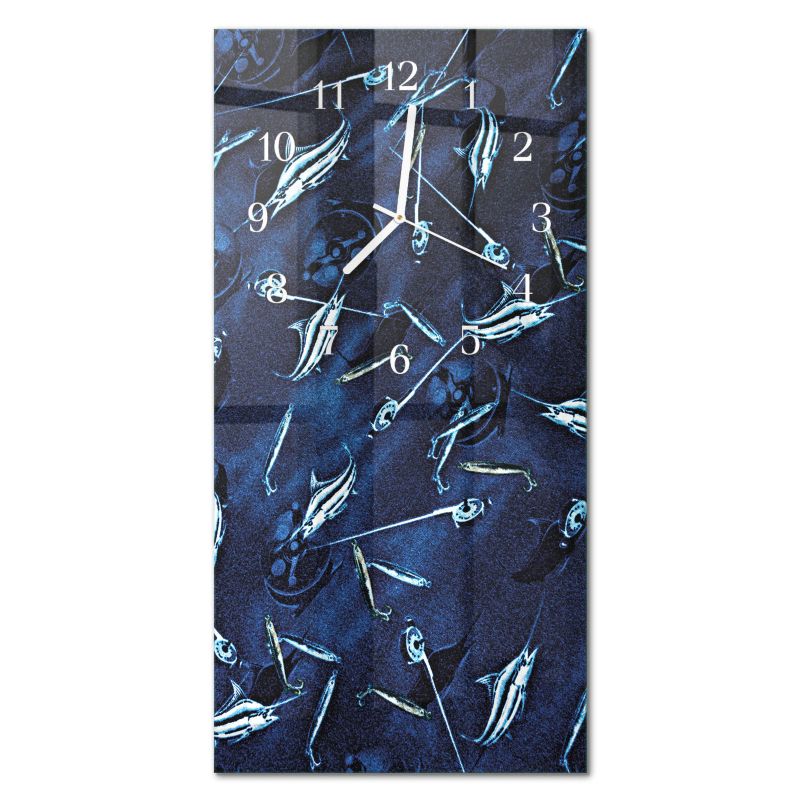Designerski Zegar Ścienny Tulup 30x60 cm z Białymi Wskazówkami Ryba 1 szt.