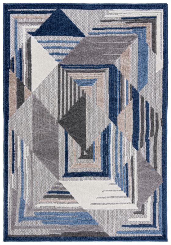 Dywan Zewnętrzny / Wewnętrzny Płaskotkany Aventura ED12A prostokąt Mazovia 80x 150 cm niebieski,szary motyw geometryczny 1 szt.