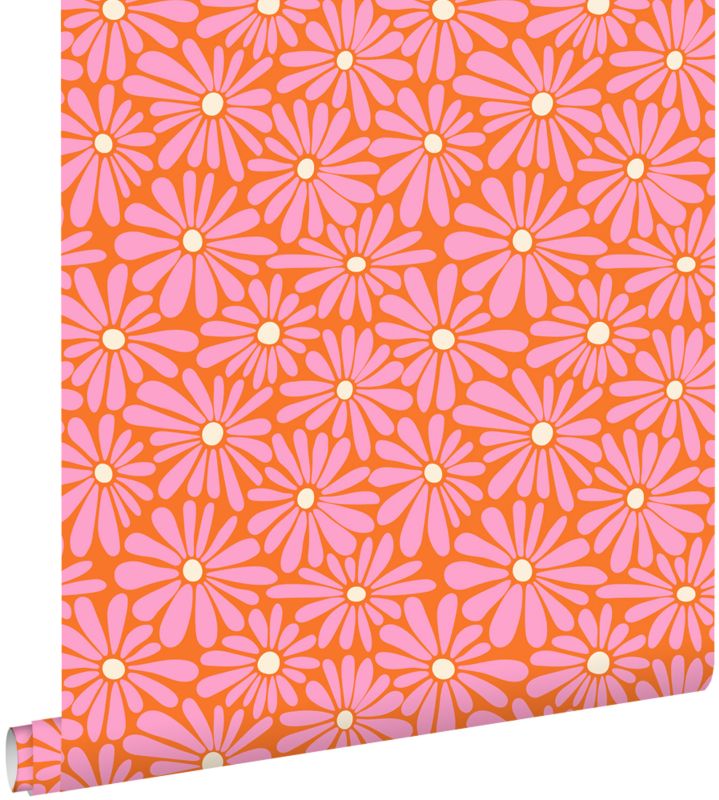Tapeta ESTAhome stokrotki różowym,pomarańczowymIżółtym 50 x 900 cm - 1 rol.