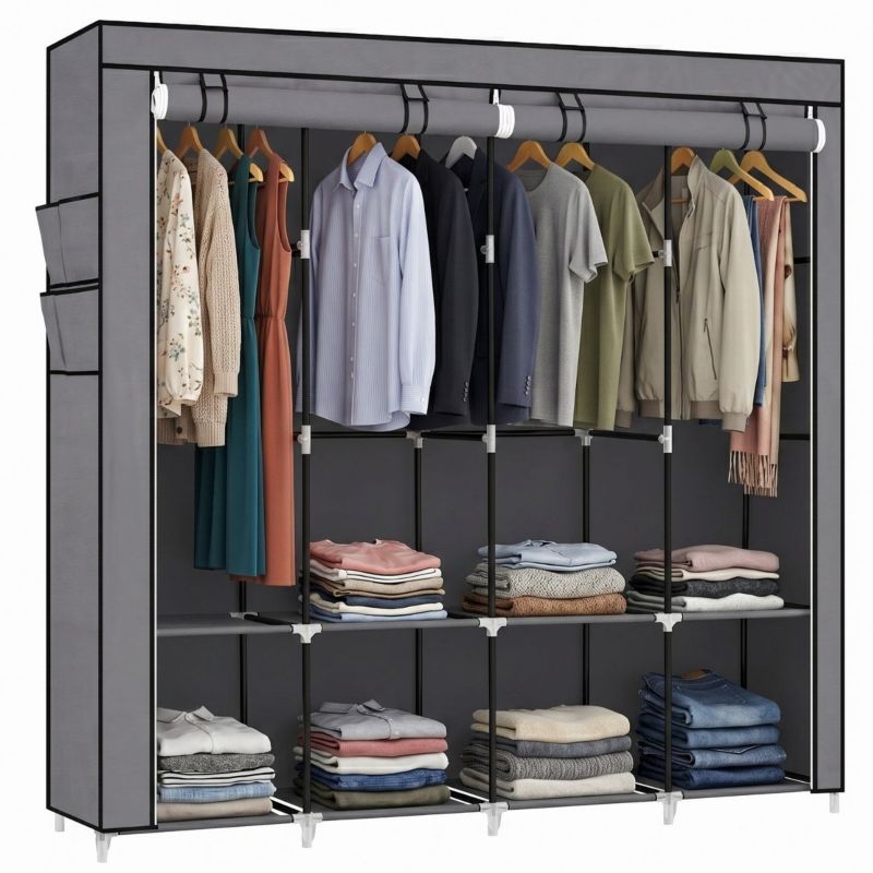 Materiałowa szafa na ubrania Songmics modułowa szara 170x167x45 cm 1 szt.