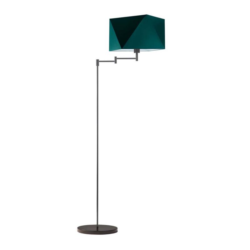 Lampa stojąca Volta Light Factory podłogowa przegubowa regulowana z abażurem butelkowa zieleń diament BURNE 1szt.
