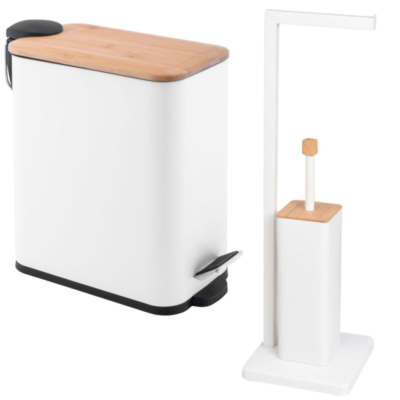 Zestaw Łazienkowy MOBY SAKI - Yoka Home Prostokątny Kosz 5L i Stojak na Papier ze Szczotką WC (3w1)- 1 szt.