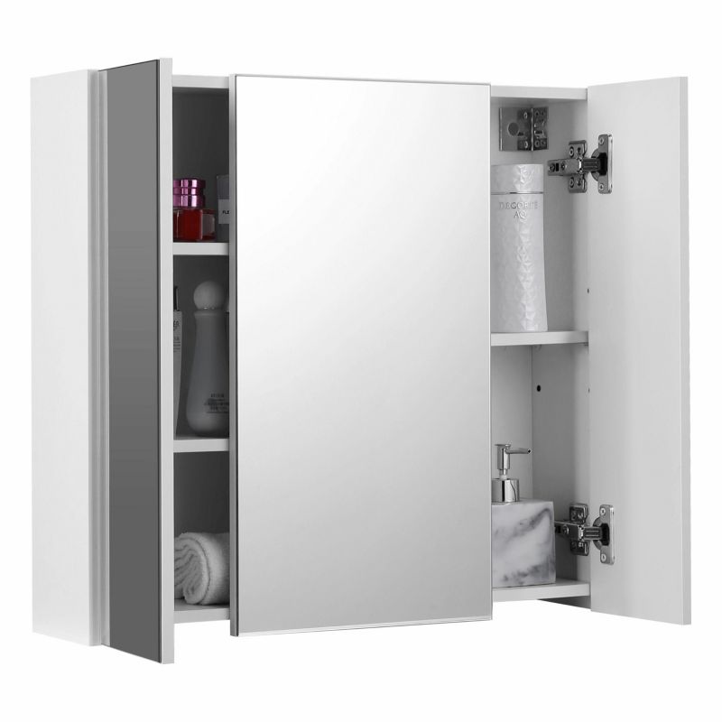 Szafka łazienkowa wisząca Songmics z lustrem 3-drzwiowa biała 60x15x55 cm 1 szt.