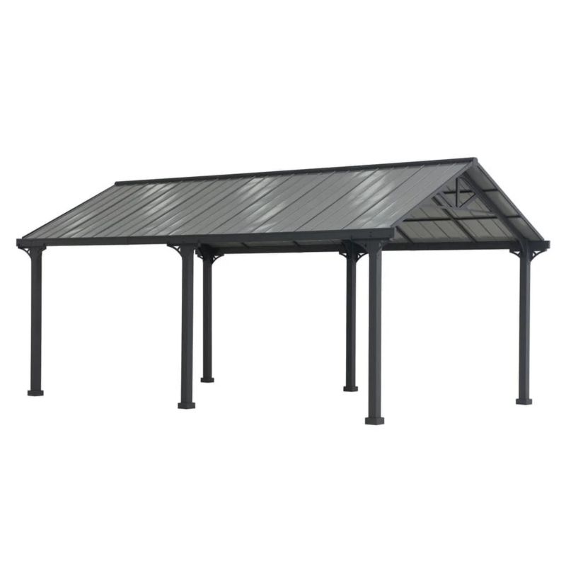 Wiata garażowa 3,7x6 m Sunjoy metalowa antracytowa 1 szt.
