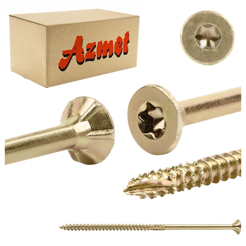 Wkręty do drewna Azmet WT 6x140 mm na torx tx z łbem stożkowym 100szt