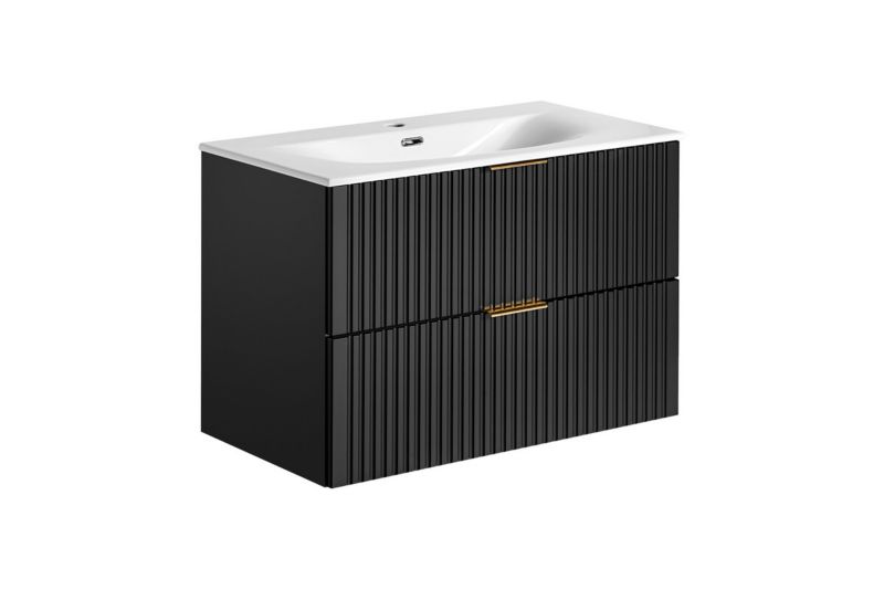 Zestaw mebli łazienkowych 80cm Comad Adel Black z umywalką 1szt