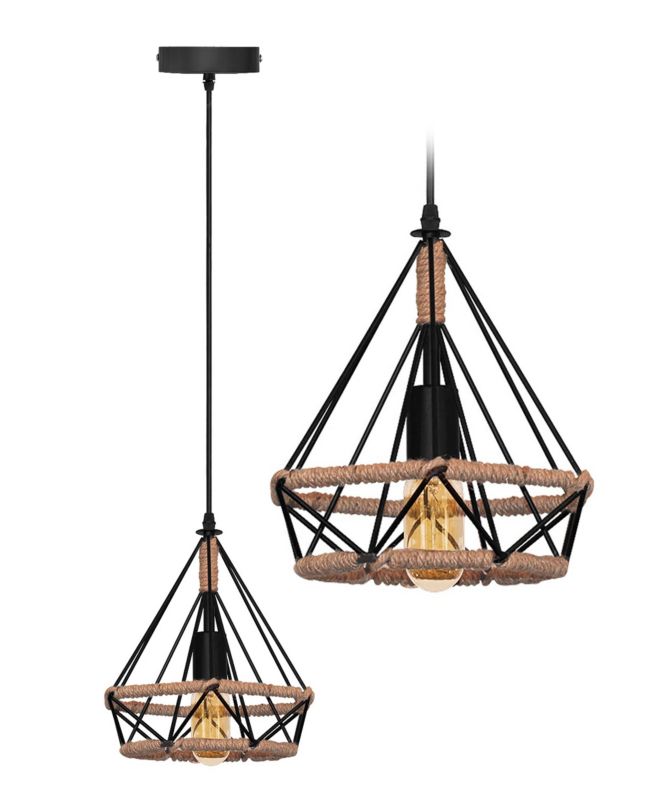 Lampa Sufitowa Wisząca Toolight App678-1Cp Loft Boho Czarny