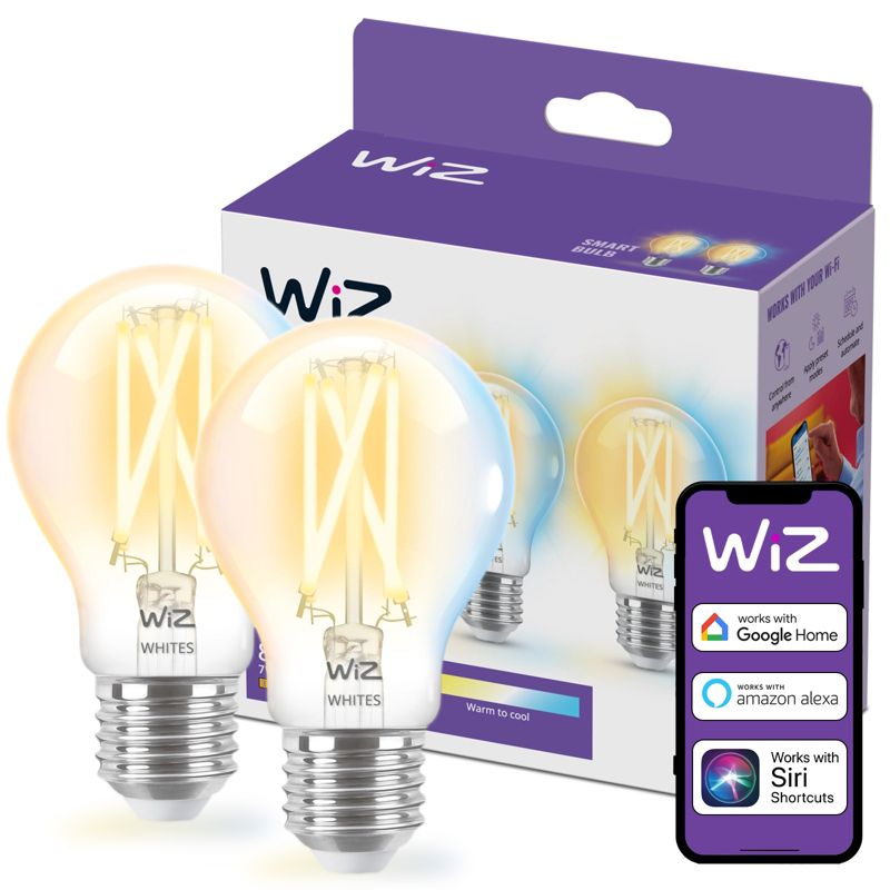 Żarówka LED WiZ E27 A60 7W 806lm 2700-6500K TW Filament Inteligentna Smart WiFi Bluetooth Aplikacja 2 szt.