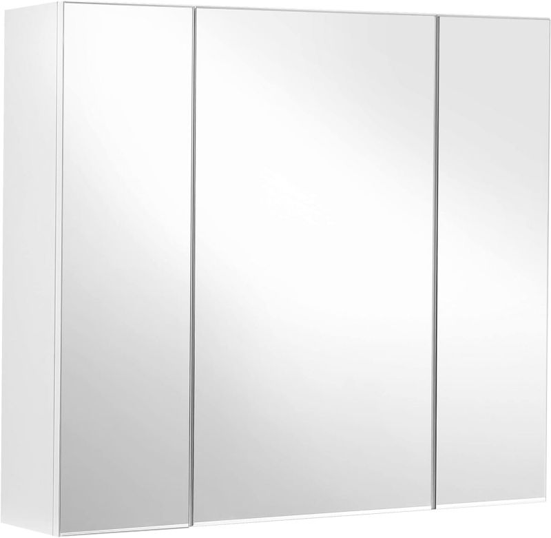 Szafka łazienkowa Songmics wisząca lustrzane drzwi biała 1 szt