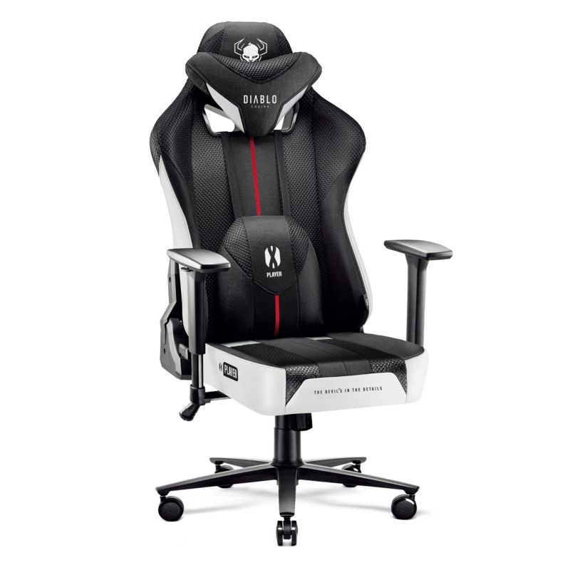 Fotel gamingowy biurowy materiałowy XL Diablo X-Player 2.0 czarno-biały 1 szt
