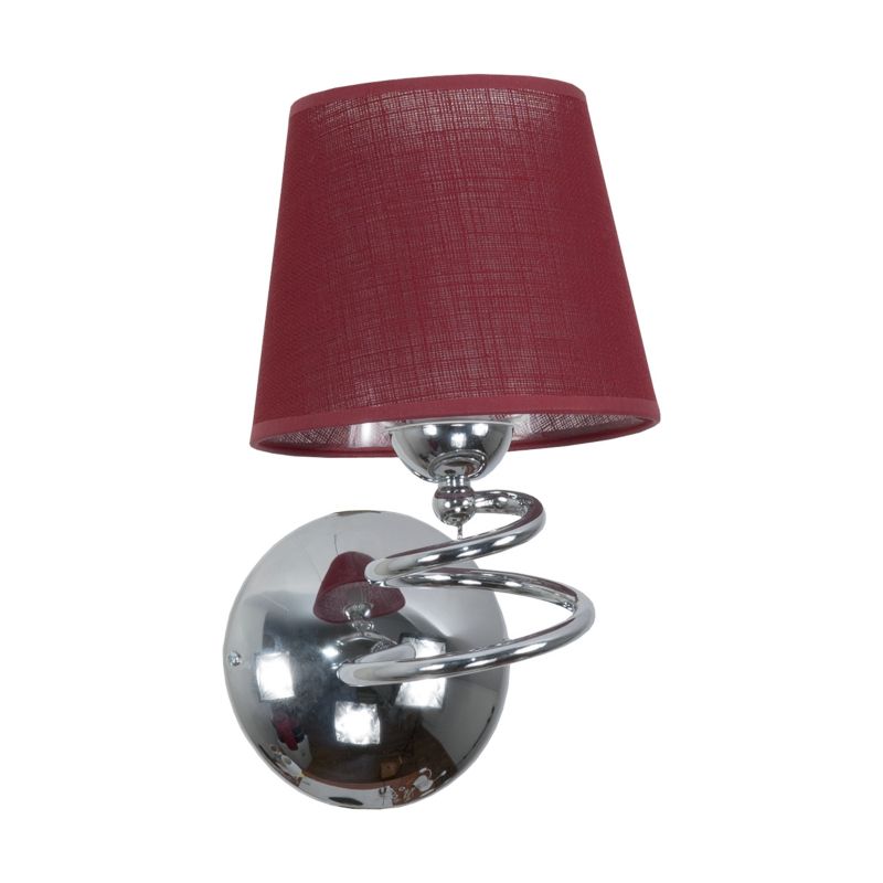 Kinkiet Ścienny Do Sypialni EDYLIT Glamour Chrom Czerwony Abażur 1xE27 QUEEN RED II 12-693 1 szt.