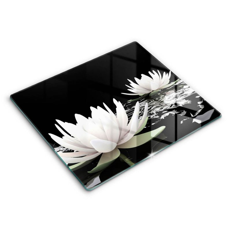 Szklana deska do krojenia Wallfluent 60x52 cm Białe lilie na wodzie 1 szt.