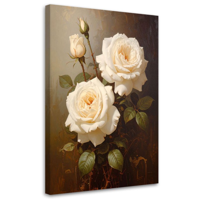 Obraz do salonu sypialni biura kuchni Feeby Kremowe róże kwiaty 40x60cm 1szt