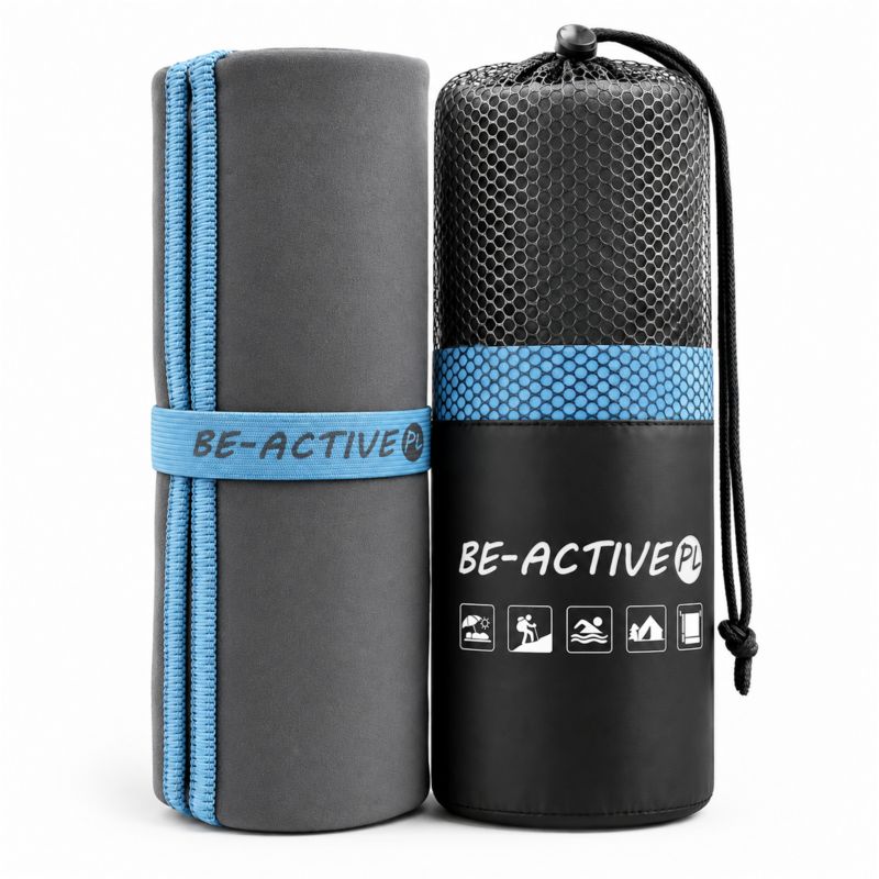 Ręcznik Be-active.pl szybkoschnący sportowy z mikrofibry 180x100 szaro-niebieski 1szt