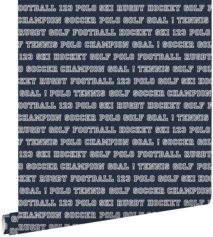 Tapeta ESTAhome teksty sportowe ciemnoniebieskim 53 cm x 10.05 m - 1 rol.