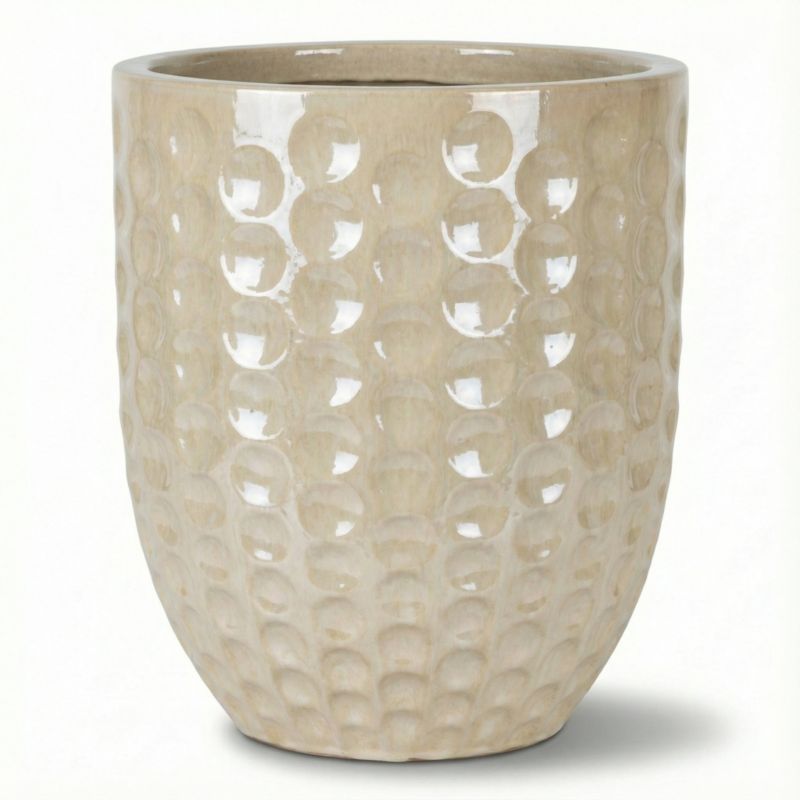 Donica ceramiczna Provencelia MEROVEE Srebrny, sred.23 x H35 cm, mrozoodporna, rękodzieło, szkliwiona 1 szt.