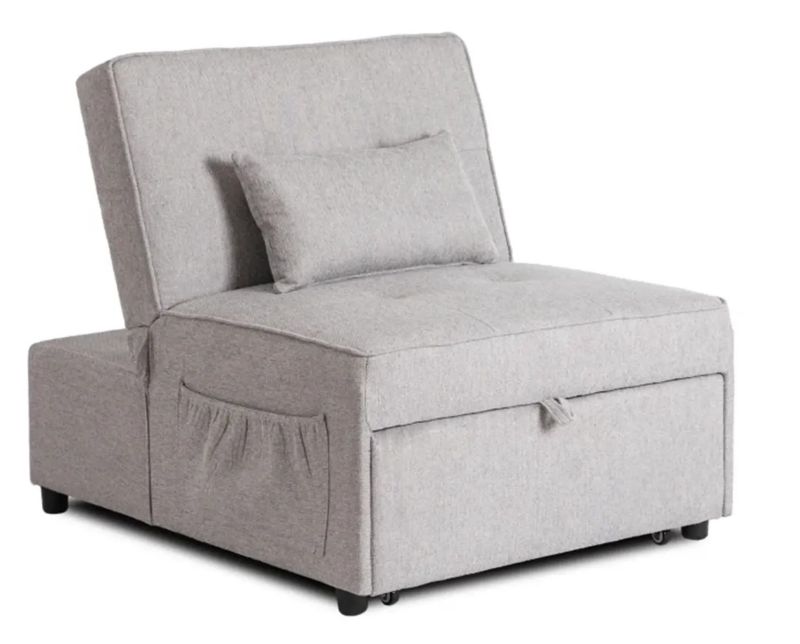 Amerykanka Mebel Elite IBERIS 80 cm Fotel Rozkładany Do Spania Salonu Sofa Popiel 1szt