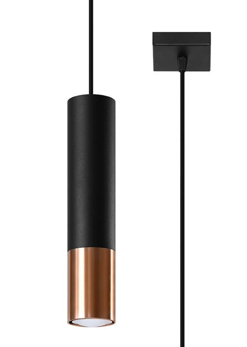 Lampa sufitowa wisząca Sollux Lighting Loopez 1691 czarno-miedziana tuba 1xGU10 x 40W 1 szt.