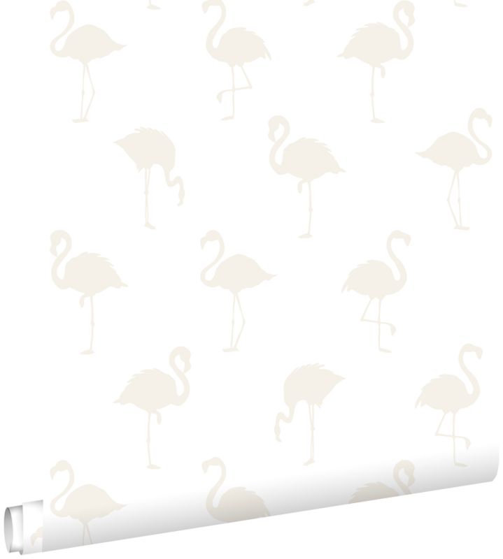 Tapeta ESTAhome flamingi srebrnymIbiałym 53 cm x 10.05 m - 1 rol.