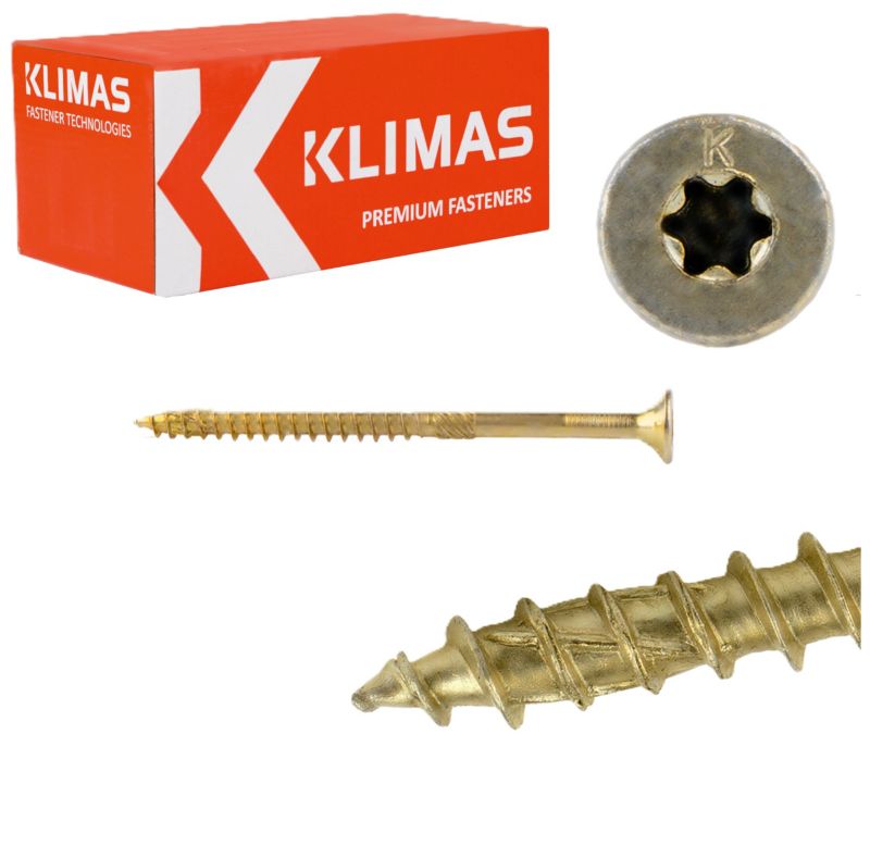 Wkręty do drewna konstrukcyjne Klimas WKCS 6x100 mm z łbem stożkowym 100szt