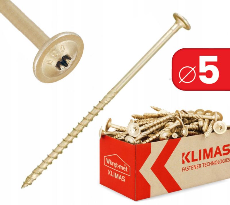 Wkręty Do Drewna Klimas 5X100Mm Torx, Ciesielskie, Łeb Talerzowy 150 Szt.